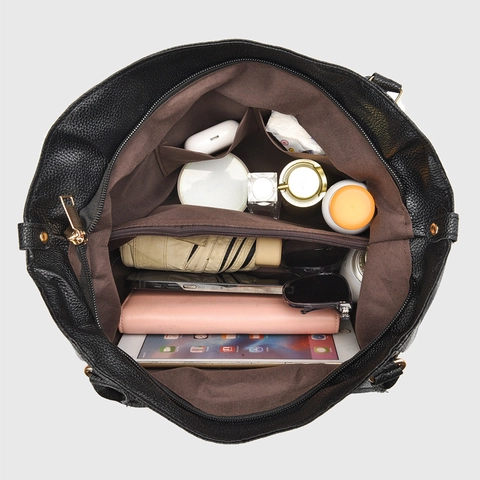 Borsa A Mano Da Donna Grande Capacità Pelle PU Grana Litchi Borsa A Spalla E Tracolla Con Tracolla Rimovibile Quotidiano