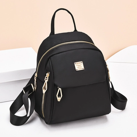 Mini Zaino Donna Tessuto Oxford Impermeabile Moda Casual Borsa Da Viaggio Con Hardware Dorato Leggero Piccolo Chic