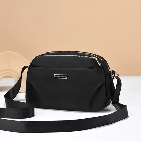Borsa Tracolla Donna Tessuto Oxford Leggera Multi Strati Cerniera Borsa A Spalla Casuale Versatile Nylon Messenger