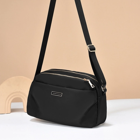 Borsa Tracolla Donna Tessuto Oxford Leggera Multi Strati Cerniera Borsa A Spalla Casuale Versatile Nylon Messenger