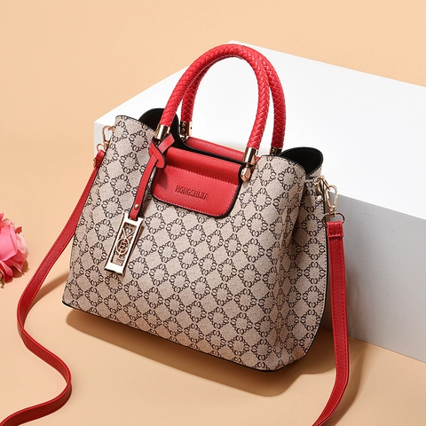 Borsa Da Donna Retro In Pelle PU Con Motivo Monogramma Vintage Manico Intrecciato Borsa A Tracolla Grande Capacità Moda