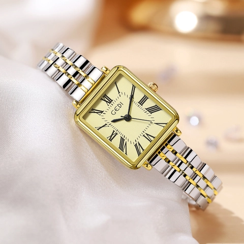 Elegante Orologio Al Quarzo Rettangolare Donne Vintage Numeri Romani Cinturino In Acciaio Inossidabile Orologio Da Polso Impermeabile
