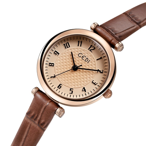 Retro Women Quartz Watch Simple Ladies Wristwatch Leather Strap Waterproof Alloy Case Elegant Grid Pattern Analog