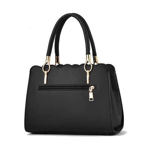 Women PU Leather Handbag Elegant Wave Edge Design Shoulder Crossbody Bag With Pom Pom Charm For Lady Commuter Fashion