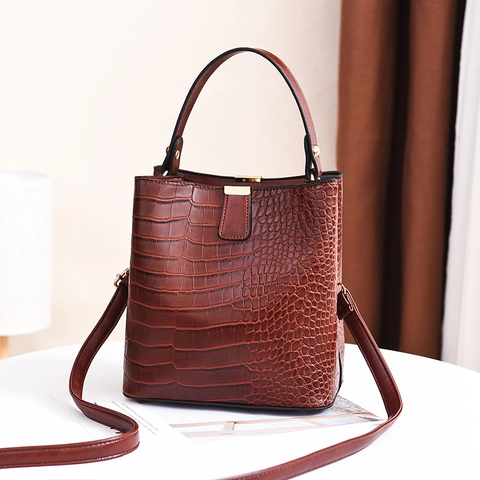 Dames Emmertas Krokodillenpatroon PU Leder Retro Elegante Handtas Crossbody Schoudertas Met Gouden Hardware Mode