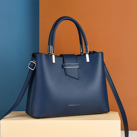 Women Handbag PU Leather Structured Top Handle Large Capacity Crossbody Shoulder Bag Casual Retro Office Lady Fashion