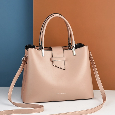 Women Handbag PU Leather Structured Top Handle Large Capacity Crossbody Shoulder Bag Casual Retro Office Lady Fashion