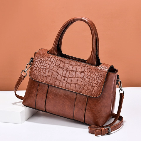 Borsa Da Donna In Pelle PU Con Motivo Coccodrillo Grande Capacità Borsa A Tracolla Tote Di Moda Con Doppi Manici