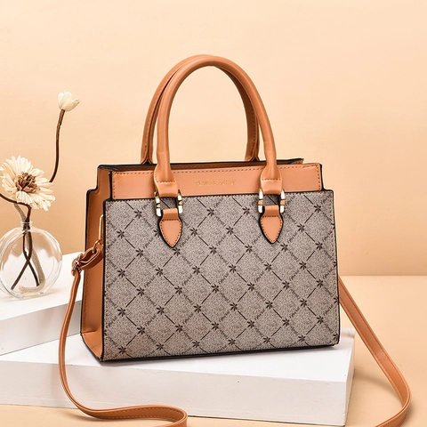 Bolso De Mano Para Mujer Cuero PU Estampado Floral Monograma Bloque De Color Bolso Al Hombro Correa Desmontable Retro Elegante