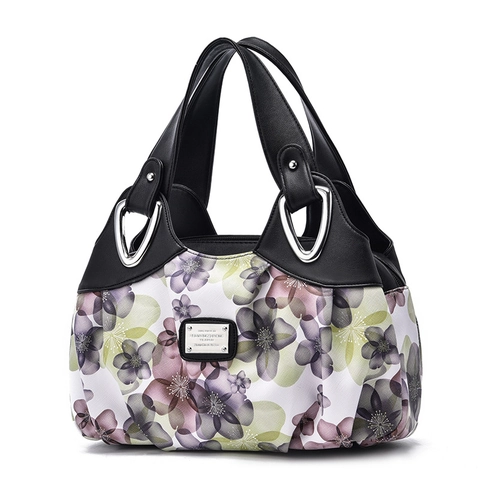 Bolso De Mano Para Mujer Estampado Floral Gran Capacidad Cuero PU Vintage Tote Bag Múltiples Compartimentos Bolso De Hombro
