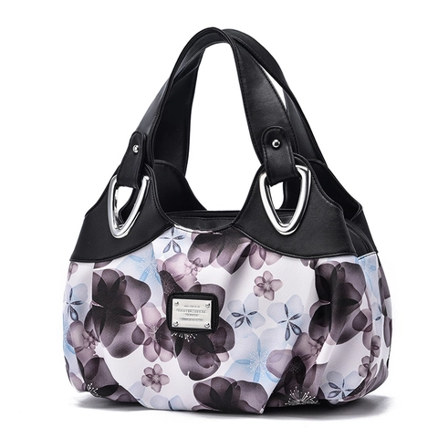 Bolso De Mano Para Mujer Estampado Floral Gran Capacidad Cuero PU Vintage Tote Bag Múltiples Compartimentos Bolso De Hombro