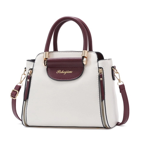 Borsa A Mano Da Donna Blocchi Di Colore Pelle PU Strutturata Grande Capacità Borsa A Tracolla Rimovibile Tono Oro