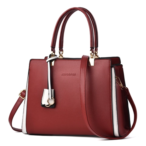 Bolso De Mano Mujer Gran Capacidad Cuero PU Color Contraste Bolso De Hombro Con Correa Desmontable Tote Commuter