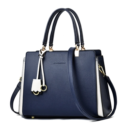 Bolso De Mano Mujer Gran Capacidad Cuero PU Color Contraste Bolso De Hombro Con Correa Desmontable Tote Commuter