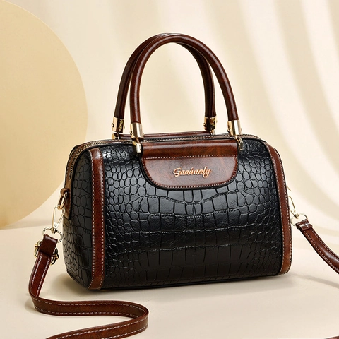 Borsa Boston Vintage Con Motivo Coccodrillo Grande Capacità Pelle PU Borsa A Mano Tracolla Da Donna Retro Elegante