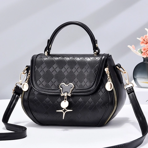 Quilted PU Leather Crossbody Bag Elegant Handbag With Top Handle And Gold Tone Hardware For Women Daily Fashion
