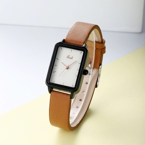 Orologio Al Quarzo Da Donna Retro Rettangolare Cassa In Lega Cinturino In Pelle Minimalista Impermeabile Elegante Moda