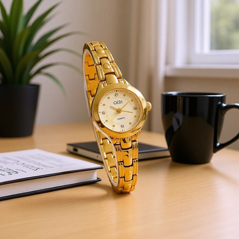 Women Quartz Watch Luxury Small Dial Elegant Bracelet Wristwatch Waterproof Alloy Rhinestone Decor