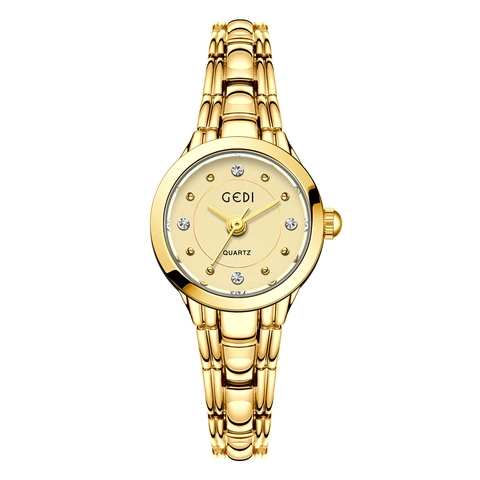 Elegante Damen Quarz Armbanduhr Kleines Rundes Zifferblatt Strass Akzente Legierungsband Wasserdicht Minimalistischer Luxus