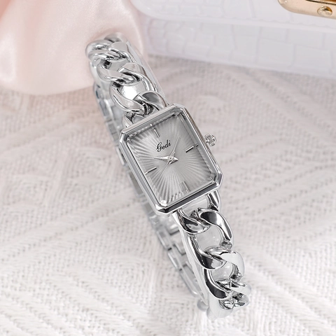 Orologio Al Quarzo Da Donna Quadrante Rettangolare Lega Di Zinco Bracciale A Catena Minimalista Lusso Impermeabile
