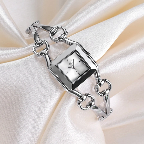 Elegante Orologio Al Quarzo Quadrato Da Donna Con Bracciale A Catena In Metallo Lega Impermeabile Moda Da Polso
