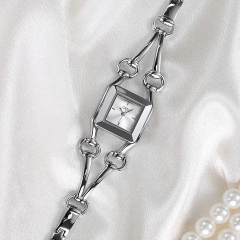 Elegante Orologio Al Quarzo Quadrato Da Donna Con Bracciale A Catena In Metallo Lega Impermeabile Moda Da Polso