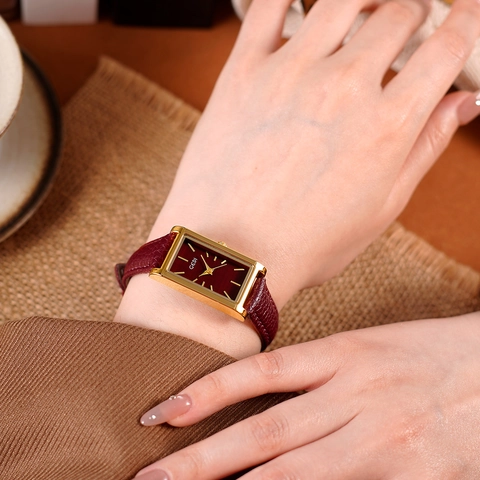 Orologio Al Quarzo Rettangolare Donna Stile Minimalista Vintage Cinturino In Pelle Cassa In Lega Impermeabile Elegante