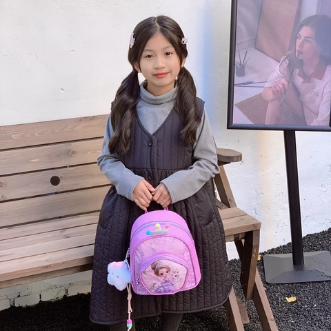 Mochila Niños Lentejuelas Dibujos Animados Princesa Unicornio Cuero PU Bolso Con Colgante Gato Peluche Corona