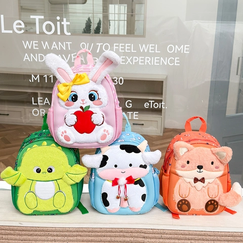 Zaino Bambini Cartone Animato Animale 3D Oxford Peluche Leggero Traspirante Carino Zainetto Bimbi