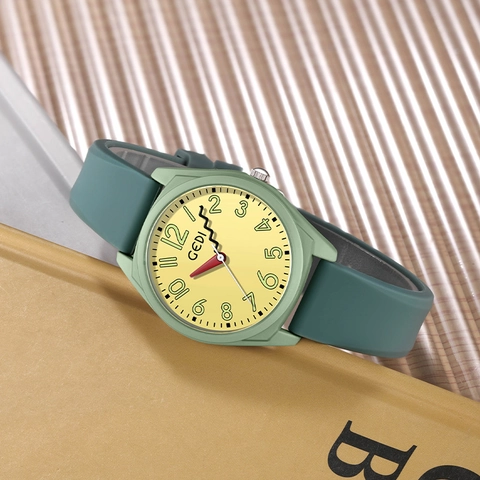Damen Quarzuhr Silikonarmband Wasserdicht Bonbonfarben Dopamin Stil Student Freizeit Armbanduhr Legierungsgehäuse