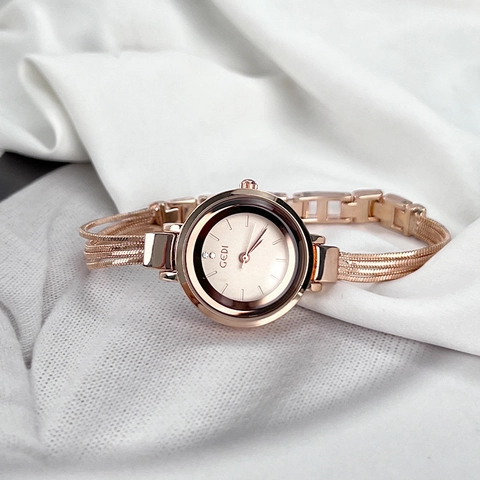 Women Bracelet Watch Stainless Steel Multi Chain Strap Waterproof Rhinestone Minimalist Small Round Dial Retro Wristwatch