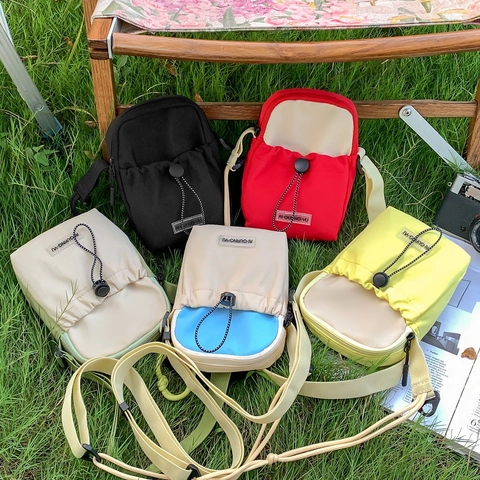 Mini Borsa A Tracolla Nylon Leggera Chiusura A Cinch Outdoor Escursionismo Tempo Libero Spalla Unisex