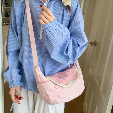 Borsa A Spalla Da Donna Tema Frutta Nylon Leggera Grande Capacità Tracolla Regolabile Borsa A Tracolla