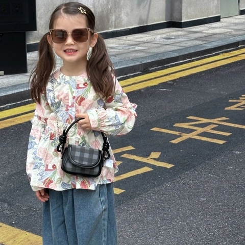 Kids Mini Plaid Schoudertas PU Leer Gingham Patroon Knoop Handvat Metalen Ketting Crossbody Handtas Voor Peis Meisjes