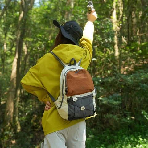 Mochila Nylon Ligera Mujeres Bloque De Color Contraste Aire Libre Viaje Senderismo Escolar Cuerda Cruzada Flor