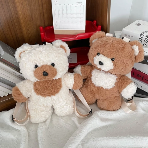 Zaino In Peluche Orsetto Per Bambini Morbido Forma Animale Cartone Animato Cartella Per Piccoli Con Spallacci Regolabili