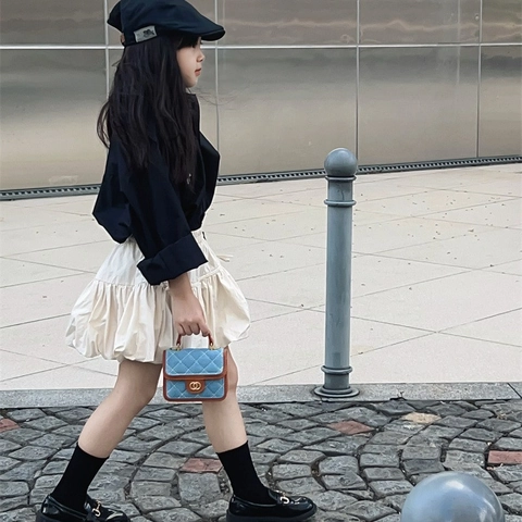 Mini Borsa A Tracolla Per Bambini Pelle PU Trapuntata Denim Borsa A Mano Catena Moda Piccola Borsa Quadrata Per Ragazze