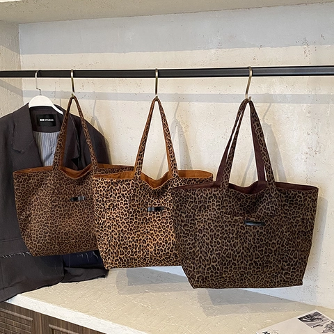Kinder Leopard Muster Wildleder Tragetasche Große Kapazität Vintage Herbst Winter Umhängetasche Für Jungen Mädchen