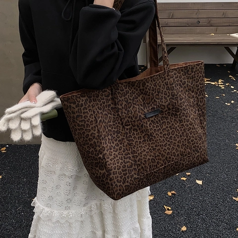 Kinder Leopard Muster Wildleder Tragetasche Große Kapazität Vintage Herbst Winter Umhängetasche Für Jungen Mädchen