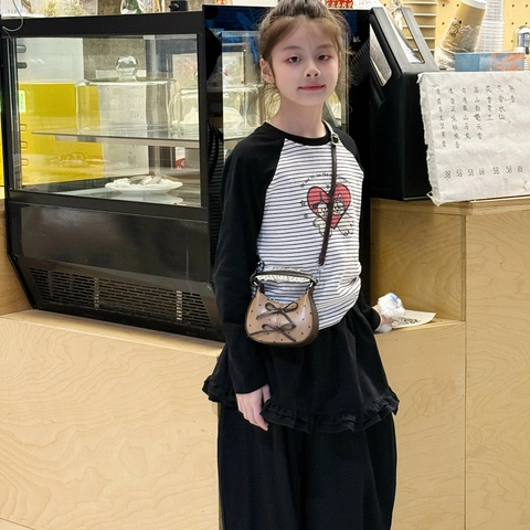 Borsa Tracolla Bambini Pelle PU Pois Mini Borsa A Mano Con Fiocchi E Pizzo Stile Retro Dolce Per Ragazze