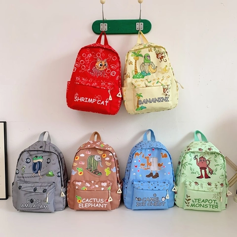 Kinderrucksack Nylon Cartoon Tierdruck Leicht Schultasche Für Kindergarten Grundschüler Verstellbare Riemen