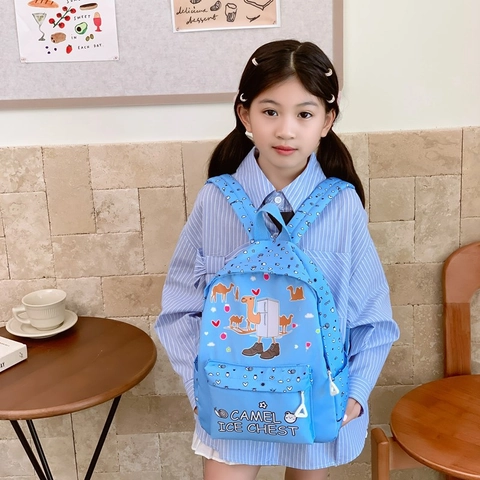 Kinderrucksack Nylon Cartoon Tierdruck Leicht Schultasche Für Kindergarten Grundschüler Verstellbare Riemen