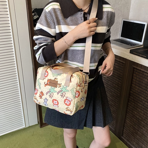 Sac À Bandoulière Imprimé Animaux Dessins Animés Grande Capacité Sac À Main Imperméable Pour Femmes Et Enfants