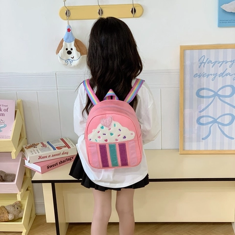 Sac À Dos Enfant Cuir PU Paillettes Dessin Animé Panda Cupcake Chat Design Mignon Bretelles Arc En Ciel Pour Petites Filles