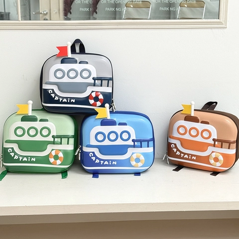 Zaino Per Bambini Cartella Per Piccoli Guscio Rigido EVA 3D Cartone Animato Nave A Vapore Leggero Traspirante Per Materna