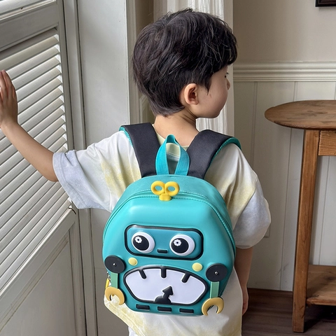 Cartoon Robot Kids Backpack 3D EVA Hard Shell Toddler Schoolbag Lightweight Breathable For Kindergarten Boys Girls