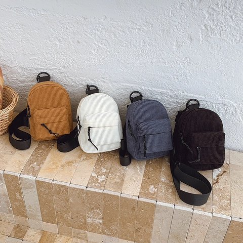 Bolso De Pecho De Pana Para Niños Correa Ajustable Color Sólido Ligero Riñonera Informal Para Niños