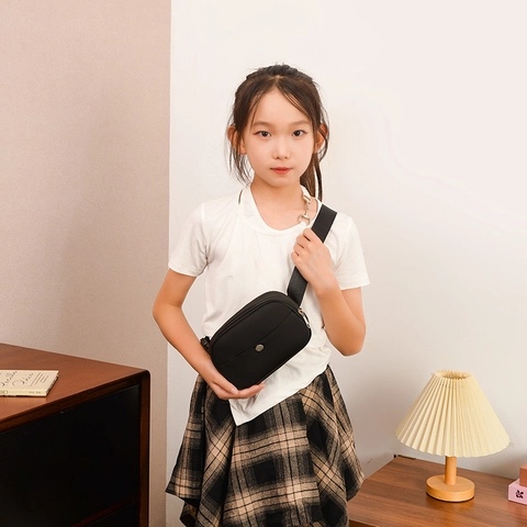 Kids Waist Bag Nylon Solid Color Adjustable Strap Casual Sports Chest Crossbody For Boys Girls