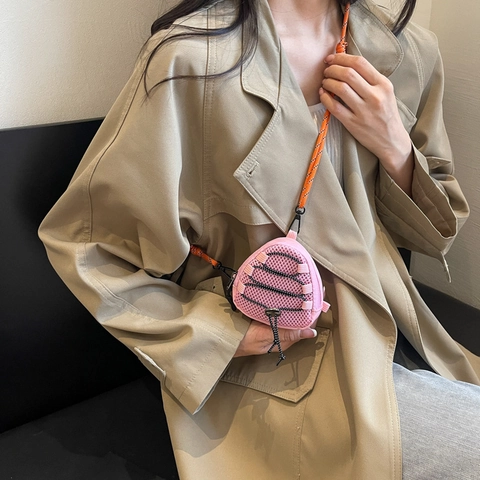 Mini Borsa A Tracolla Triangolare Bambini Tela Rete Coulisse Borsa Da Collo Stile Techwear Esterno Ragazzi Ragazze
