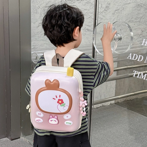 Zainetto Per Bambini Design TV Retrò Guscio Rigido 3D Cartone Animato Coniglio Cartella Con Ciondolo Di Perle Per Bambini